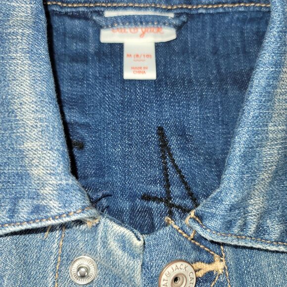 Cat & Jack Boy's "Be A Hero"  Blue Denim Patch Jacket Size Medium 8/10 - Picture 2 of 11